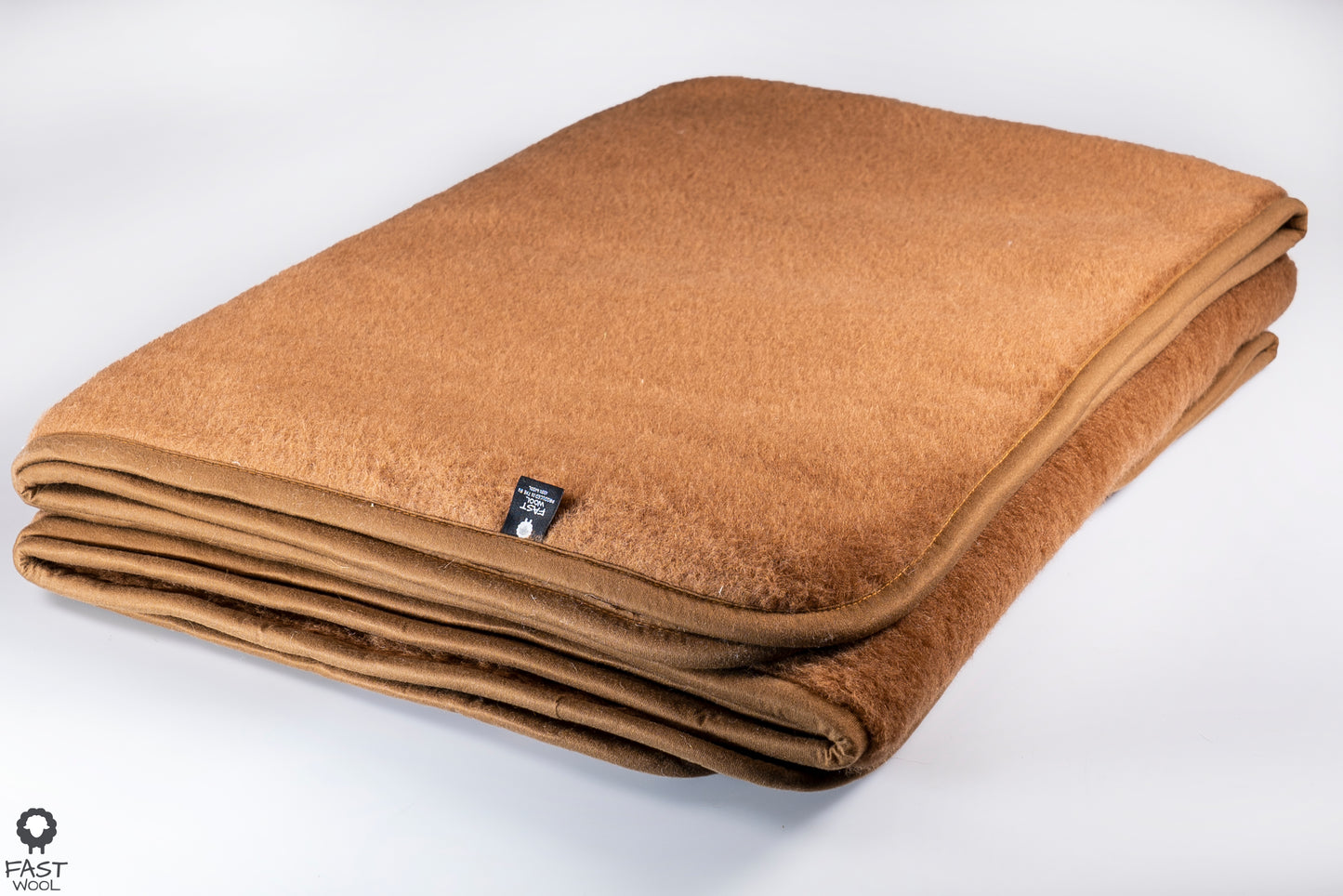 Wollen deken - 160/200 - cognac