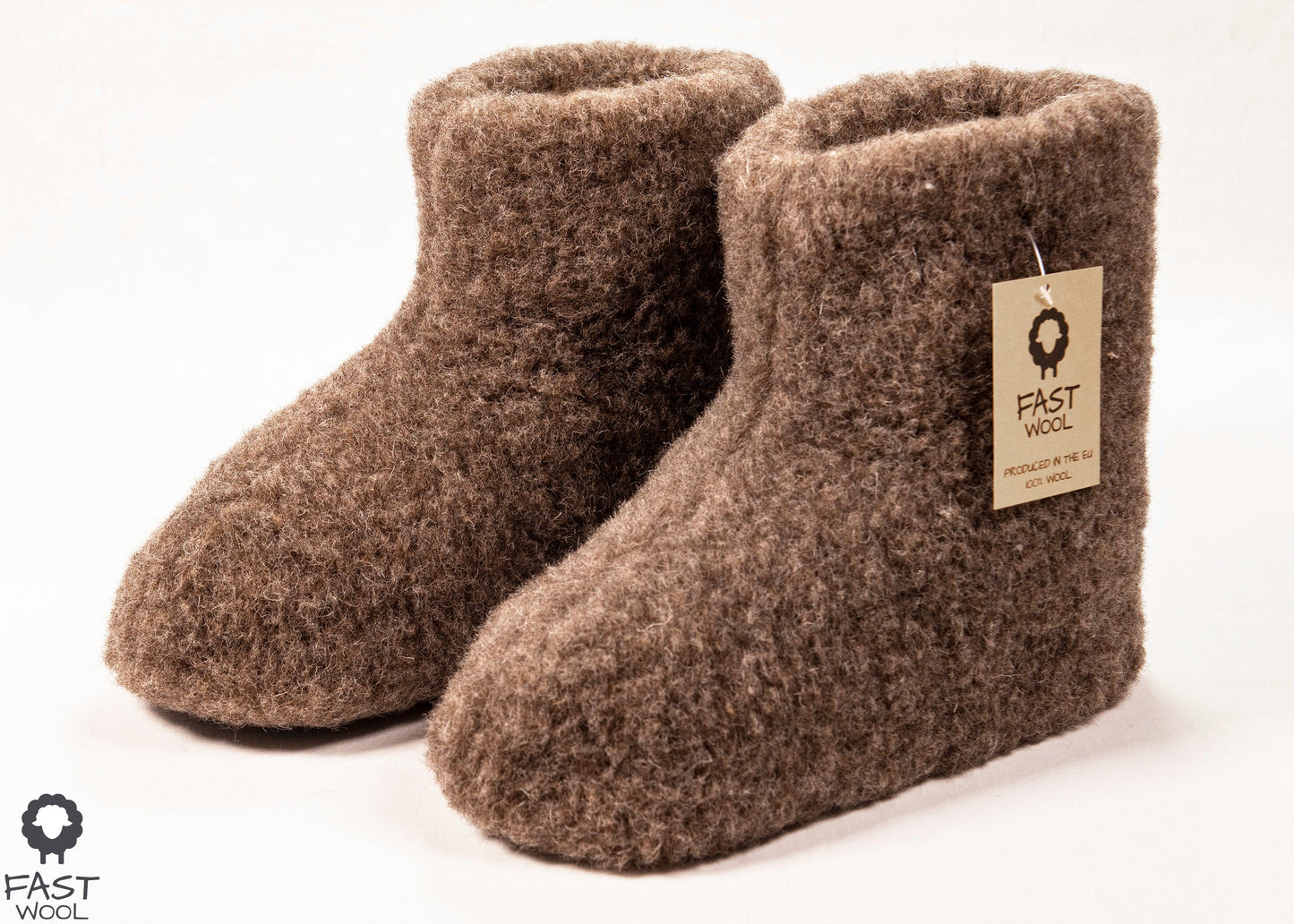 Wollen sloffen - laars model - bruin