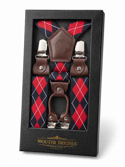 Bretels Deluxe Rood Blauw - Ruiten